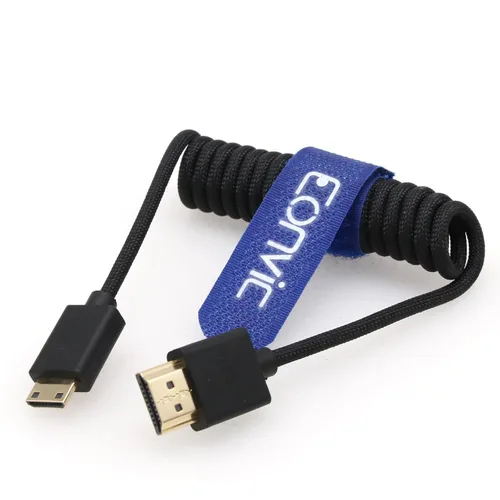 Miniatura 8 de 2.1 HDMI 8K HDMI macho a mini HDMI macho cable extensor de alta velocidad para monitor Canon Nikon Panasonic GH3 (negro en espiral 19.7 in)