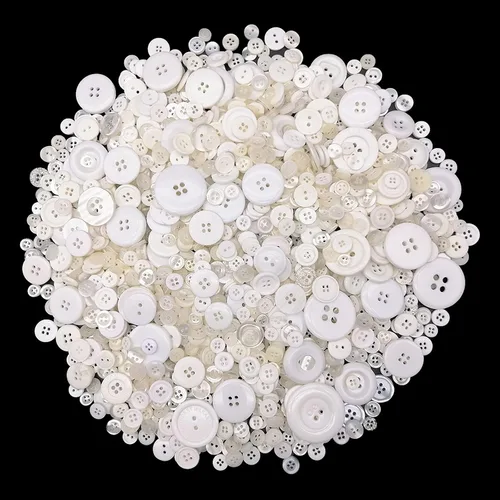 Miniatura 24 de 600-700Pcs Botones de Navidad para manualidades, surtidos en rojo, blanco y verde, botones de Navidad para costura, manualidades, decoración DIY