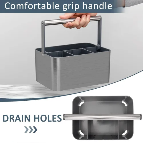 Miniatura 3 de BYUNER Organizador de ducha portátil para dormitorio: organizador de baño compacto con asa y divisores ajustables, cesta de ducha de plástico duro