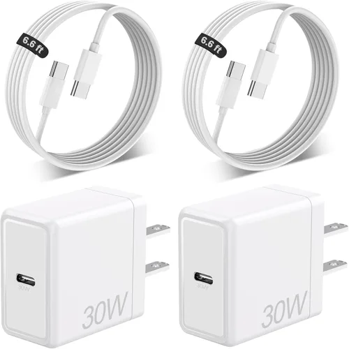 Miniatura 8 de Bloque de carga rápida USB C de 30 W para Google Pixel 10 Pro XL/10/9 Pro /9/8 Pro/8/7 Pro/7/6a/6 Pro/6/5a/5/4, paquete de 2 adaptadores de Negro