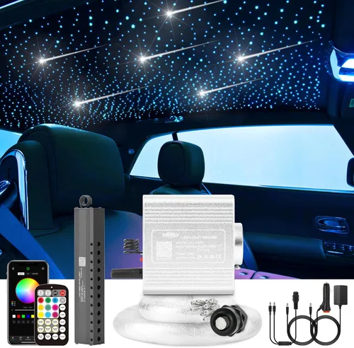 Miniatura 12 de CHINLY Kit de 500 luces de estrella para techo de automóvil, luces de estrella parpadeante para techo de automóvil, kit de luces de techo