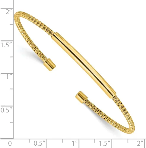 Miniatura 3 de Pulsera de plata de ley 925 chapada en oro pulido y texturizado, Metal, Gema