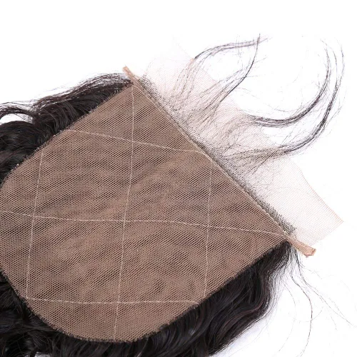 Miniatura 11 de Cabello humano con base de seda 4x4 con cierre de encaje con cabello de bebé, ondulado, cierre de cabello virgen brasileño, parte libre, color Parte