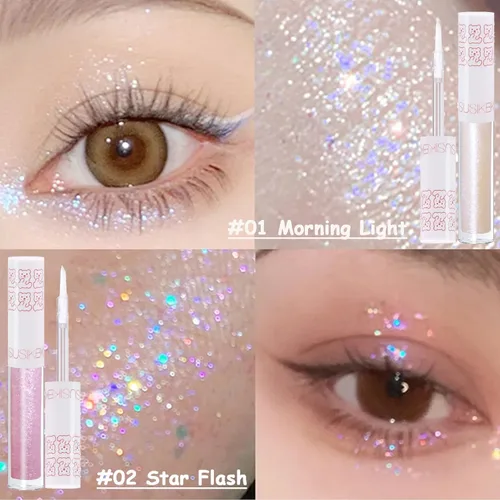 Miniatura 3 de 6 piezas de delineador de ojos con purpurina líquida, maquillaje coreano, sombra de ojos brillo bajo, maquillaje de ojos brillante para San