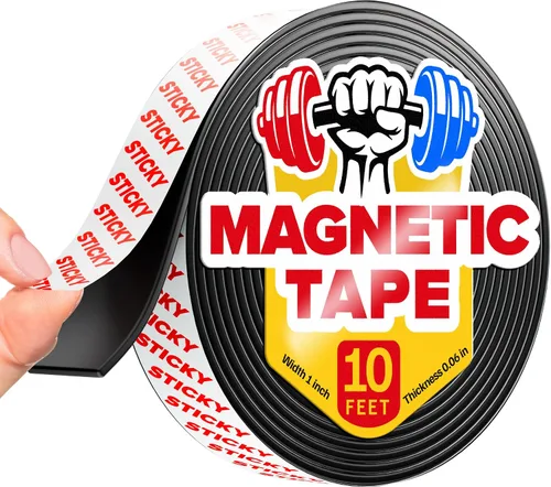 Cinta magnética flexible (10 pies x 1 pulgada), tira magnética con fuerte autoadhesivo, rollo magnético ideal para manualidades y proyectos de