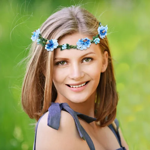 Miniatura 3 de Lawie Paquete de 10 coronas bohemias de girasol, margaritas, rosas, coronas de hojas florales con cinta de halo, diademas para el cabello, diadema