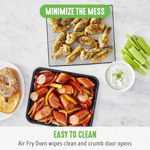 Miniatura 9 de GreenLife Horno tostador de sobremesa con freidora de aire de acero inoxidable, cerámica antiadherente saludable, libre de PFAS, bandeja y cesta