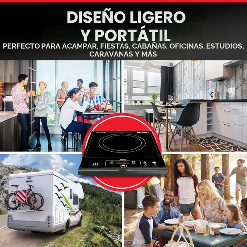 Miniatura 6 de Mueller RapidTherm - Cocina de inducción portátil, placa de cocción de 1800 W, quemador de encimera, 8 niveles de temperatura, temporizador, apagado