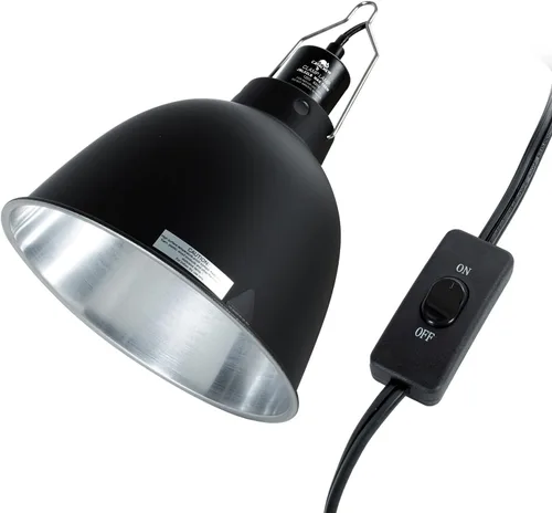 Lámpara de reptil, lámpara de calor de reptiles de cúpula profunda de 8.1 pulgadas con interruptor, lámpara de terrario UVB para terrario UVB para