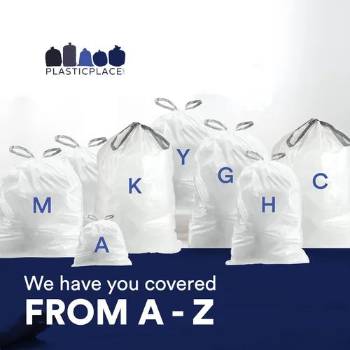 Miniatura 6 de Plasticplace Bolsas de basura de ajuste personalizado, compatibles con Simplehuman Code R (100 unidades) forros de basura blancos con cordón de 2.6