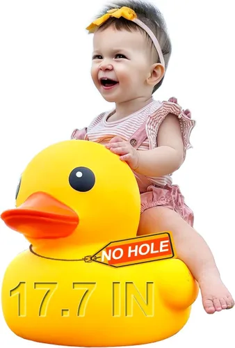 Miniatura 14 de 10.3 pulgadas Sin Agujero Gigante/Grande Impermeable Sin Ruido 'Bebe' Pato de Goma Divertido Amarillo/Ducikes Juguete de Baño/Piscina/Agua Sin