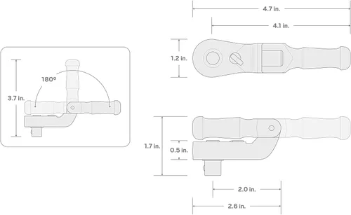 Miniatura 6 de TEKTON Trinquete plegable de liberación rápida, corto y grueso de 3/8 de pulgada SRH35104