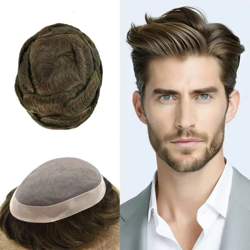 Miniatura 28 de Mens Toupee Hair Piece For Men Fine Mono Men Hair System Toupee For Men Hair Piece Real Human Hair System For Men Protesis Capilar Para Hombre 6x9