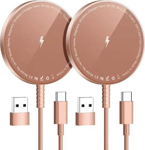 Cargador inalámbrico magnético para iPhone: Compatible con cargador Magsafe iPhone 17 16 15 14 13 12 Serie y Airpods 4 3 2 Pro - Carga rápida de 15