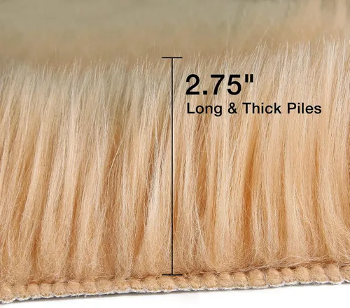 Miniatura 2 de duduta - Alfombra de pelo sintético de lana de oveja beige 2x3 pies, suave y esponjosa, funda para silla de pelo mullido, alfombra pequeña