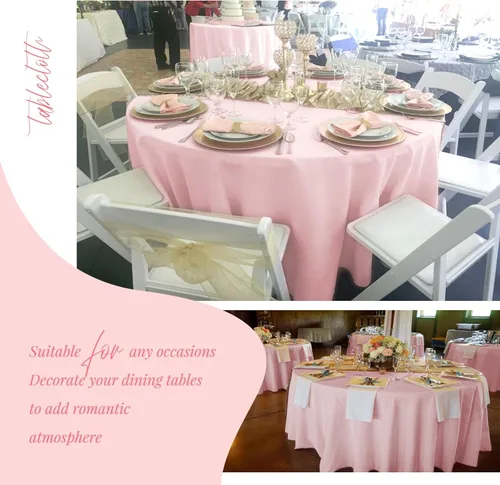 Miniatura 212 de Showgeous Paquete de 4 manteles redondos color rosa intenso de 120 pulgadas de poliéster para mesas redondas, manteles de tela decorativa lavable