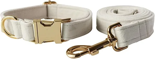Miniatura 19 de Love Dream Juego de collar y correa de terciopelo para perro, suave y cómodo, correa ajustable y collar con hebilla de metal resistente para perros