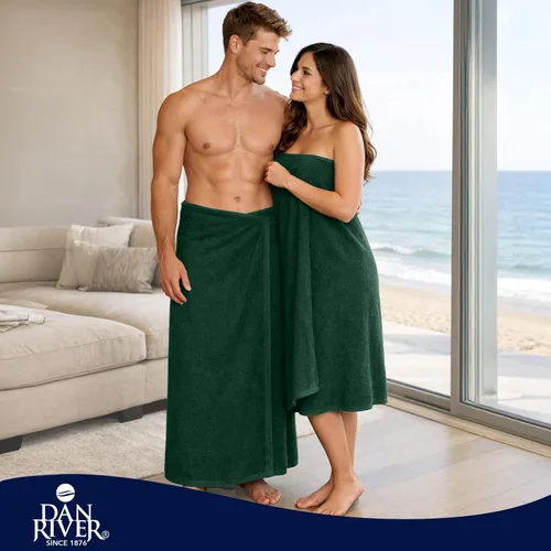 Miniatura 264 de DAN RIVER Paquete de 2 sábanas de baño de 35x70 pulgadas, sábanas de baño jumbo acanaladas para adultos, toallas grandes gruesas y absorbentes