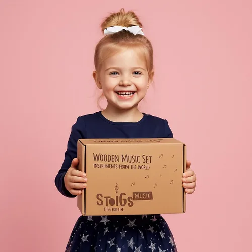 Miniatura 11 de Stoie's Instrumentos musicales de madera para niños pequeños con tambor, campanas de mano, flauta, maracas, castañuelas, panderetas, para bebés