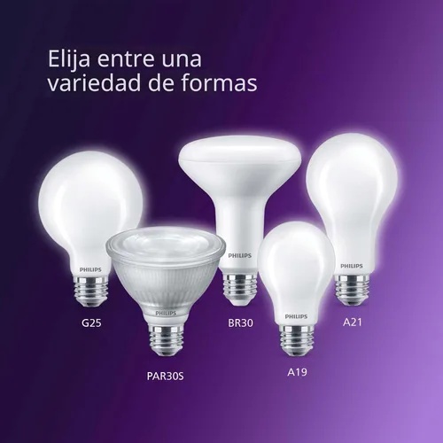Miniatura 9 de PHILIPS Bombillas LED de 60 W A19, 4 unidades, ultra definición, blanco suave (2200 K), 800 lúmenes (8 W = 60 W), regulables, sin parpadeo, bombillas