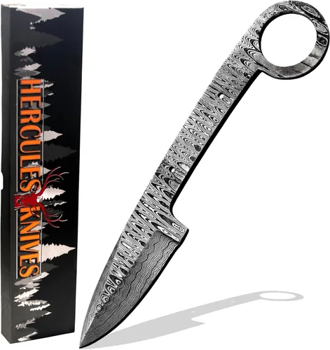 Miniatura 9 de Cuchillo de caza táctico de hoja en blanco de acero de Damasco forjado a mano personalizado Camping, supervivencia, senderismo hoja de colectores