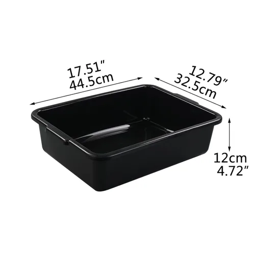 Miniatura 2 de Tinas de autobús comerciales de plástico de 13 L, paquete de 4 cuencos rectangulares para lavar, negro
