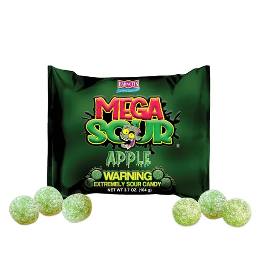 Miniatura 11 de Barnetts - Mega Sour Candy Apple 3.67 oz - Bolsas dulces de moda - Dulces tradicionalmente hechos a mano - Revestimiento agrio dura 20 segundos