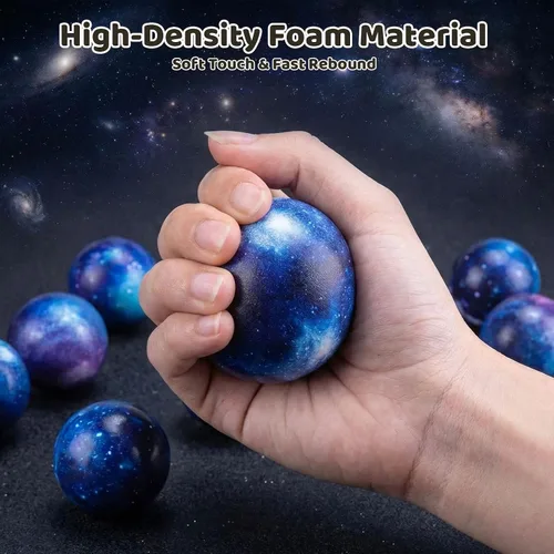 Miniatura 2 de LovesTown Bolas de espuma de galaxia, 12 bolas estrujables de 2 pulgadas para aliviar el estrés, espacio exterior, fiesta de astronautas
