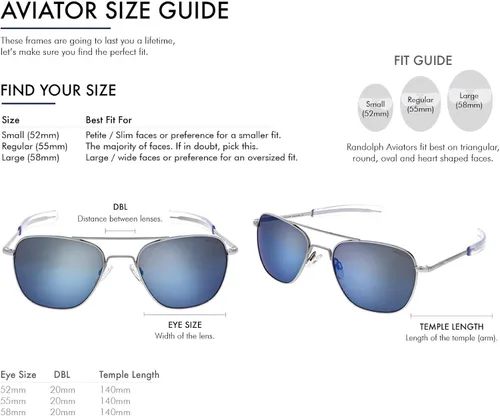 Miniatura 3 de Randolph USA - Lentes de sol de aviador para hombre o mujer cromo mate clásicos polarizados y no polarizados con protección UV