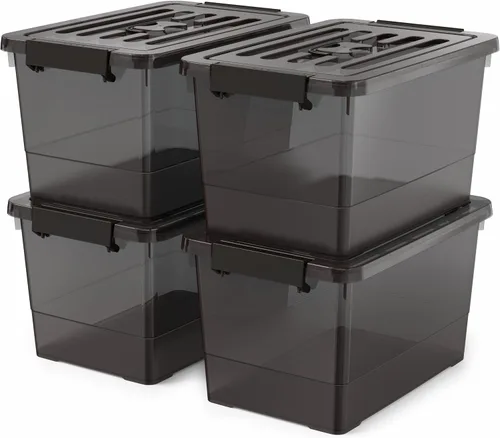 Miniatura 8 de Paquete de 4 contenedores de almacenamiento transparentes de 7 cuartos con tapas con cierre, contenedores de almacenamiento de plástico apilables