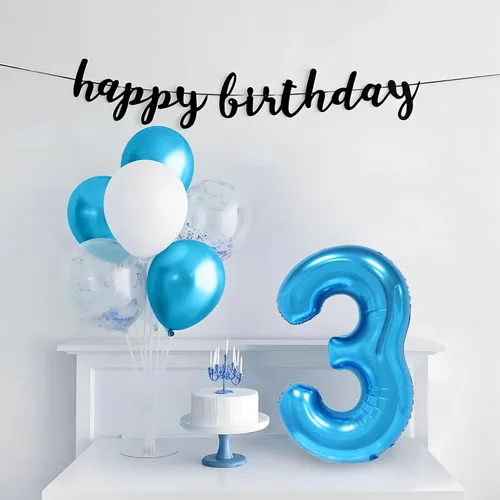 Miniatura 5 de Globo azul con el número 3, 40 pulgadas, Mylar premium, reutilizable, para decoración de fiesta de cumpleaños