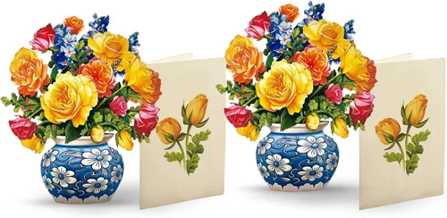 Miniatura 11 de Freshcut Paper Dahlia Sunrise - Tarjetas emergentes 3D de tamaño real de 14.5 pulgadas, tarjeta de felicitación, cumpleaños, día de la madre
