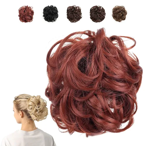 Miniatura 10 de Juvabun Moño desordenado con clip de garra, rubio playa, piezas de cabello para mujer, extensiones onduladas y rizadas en moño, extensión de cabello