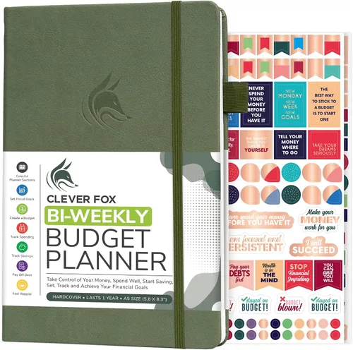 Miniatura 13 de Clever Fox Planificador de presupuesto bi semanal - Libro organizador financiero sin fecha - Rastreador de gastos, cuaderno de presupuestos y Negro