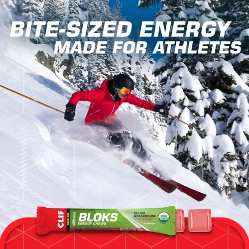 Miniatura 3 de CLIF BLOKS - Sabor sandía salada con 2X sodio - Masticables energéticos - Sin OGM - A base de plantas - Combustible rápido para ciclismo y correr