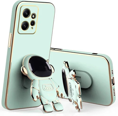 Compatible con Redmi Note 12 4G Funda con chapado creativo de astronauta de dibujos animados rosa, para Redmi Note 12 4G, funda de teléfono de