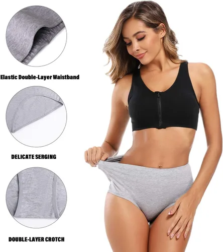Miniatura 3 de Molasus - Ropa interior de algodón para mujer, cintura alta, cobertura total, tallas regulares y extragrandes