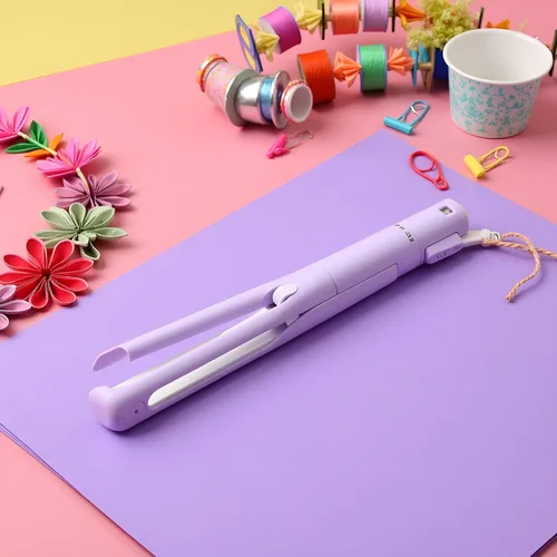 Miniatura 4 de Tijeras de estilo mini bolígrafo púrpura, tijeras portátiles plegables para estudiantes con cubierta, tijeras de cerámica de acero inoxidable