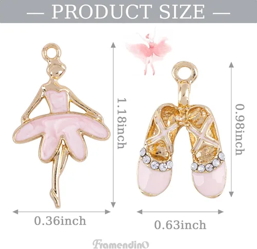 Miniatura 2 de Framendino, Esmalte Ballet Girl Charm Ballet Shoes Colgante Ballet Girl Colgante Ballet Girl Colgante para collar, aretes, pulsera, joyería artesanal