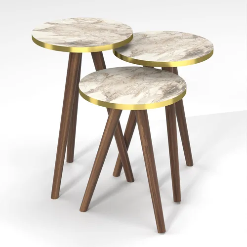 Miniatura 12 de Juego de 3 anidadores rectangulares, mesa anidable, base moderna de aspecto de grano de madera para mesas de centro o mesitas de noche, mesa