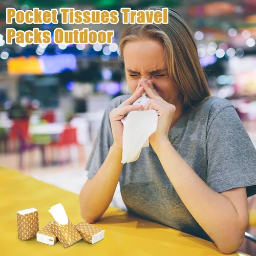 Miniatura 4 de Ctosree Paquete de 50 pañuelos de bolsillo vintage, paquetes de viaje a granel de 500 hojas de pañuelos pequeños, paquetes de bolsillo, recuerdos