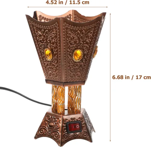 Miniatura 4 de Quemador de incienso eléctrico de metal, estilo de Oriente Medio, incensario eléctrico de mesa para el hogar, oficina, yoga, decoración de spa