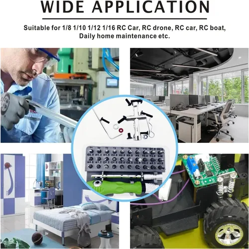 Miniatura 5 de Kit de herramientas de coche RC, kit de tornillos RC de 634 piezas, banco de trabajo de reparación de rotación de 360 grados, destornillador 32