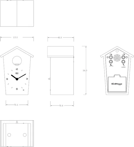 Miniatura 3 de KOOKOO Birdhouse Mini - Reloj de cuco moderno con 12 canciones naturales de pájaros o llamada de cuco