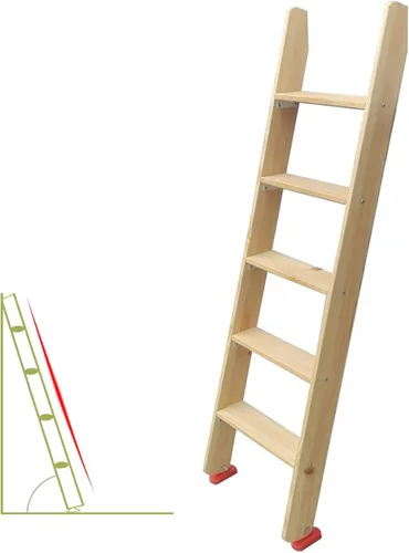 Escalera antideslizante de madera de 60 pulgadas con 5 bandas de rodadura anchas, escalera de seguridad para adultos mayores (tamaño 5 escalones