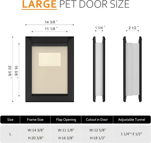 Miniatura 7 de [Classicmacher] Puerta para Perro de Servicio Pesado con Panel de Bloqueo Deslizante Doble, Puerta Grande de Aluminio para Perro para Puerta Negro