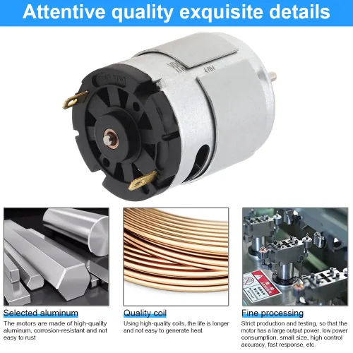 Miniatura 4 de ChgImposs RS360 DC Motor 6-12V 12000-24000RPM Cepillo de carbono de alta velocidad Micro motor con anillo de protección para juguetes de bricolaje