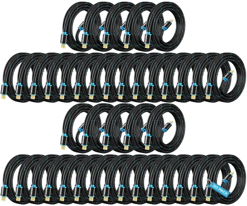 Miniatura 24 de Cable HDMI 4K Ultra HD de 1 pie (paquete de 100) Cable HDMI 2.0 trenzado de nailon, alta velocidad 18Gbps 4K60Hz HDR, 3D, 2160p, 1080p, HDCP 2.2