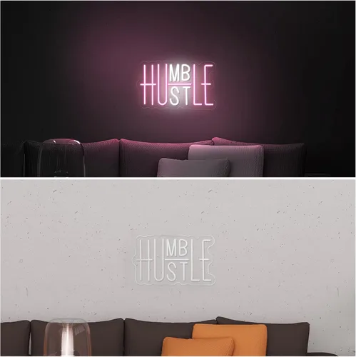 Miniatura 6 de YIKBIK Hustle - Letrero LED de neón para decoración de pared, luces LED de neón humildes para decoración de fiestas, interruptor alimentado por USB