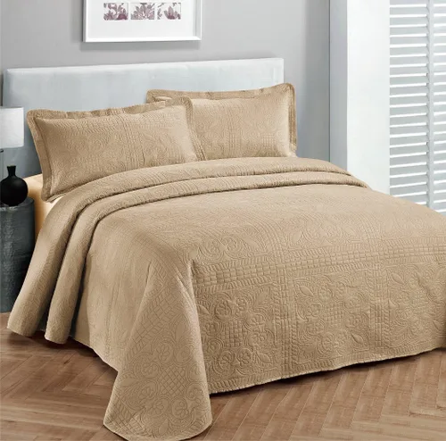 Miniatura 5 de Colección Fancy Juego de Colcha de Lujo con Sobrecama y Cubierta de Cama con Relieve Sólido Blanco Nuevo Tamaño Extra Grande Full/Queen